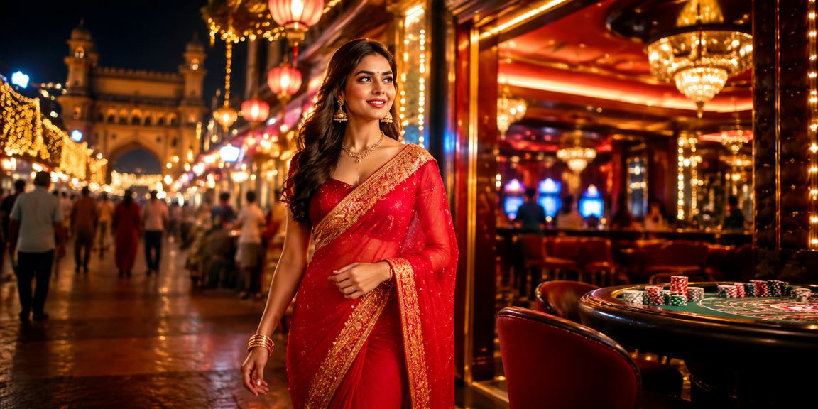 Indian woman enjoying betting on mobile
